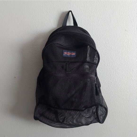 JanSport Black Large Mesh Backpack - Picture 1 of 7